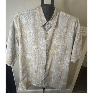 Tori Richard Honolulu Shirt Mens L Beige Tropical Hawaiian Button Up